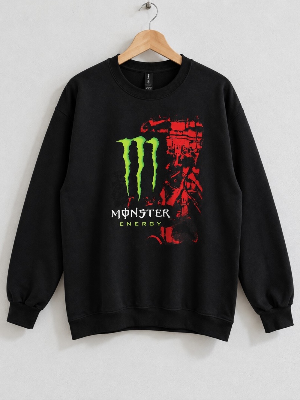 Monster Energy Graphic Crewneck Sweatshirt Black Unisex